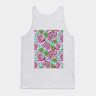 Roses And Hydrangea Pattern Tank Top